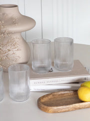 Set x6 Vaso Cristal 130ml Diseño Líneas Verticales