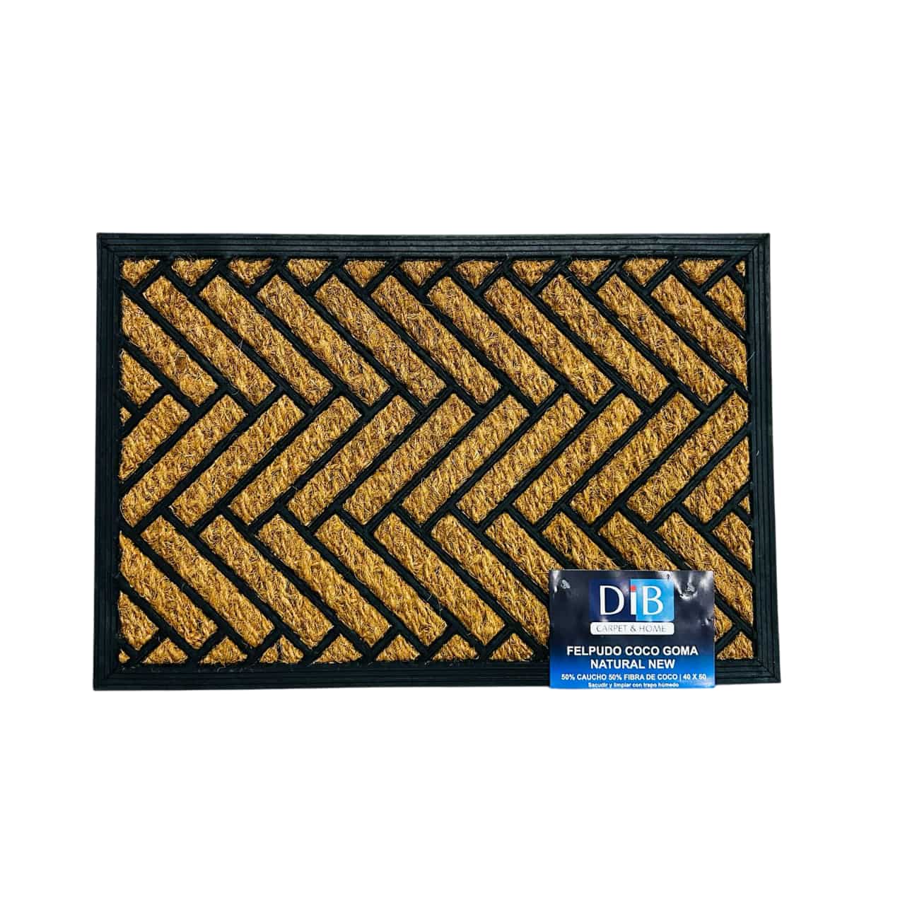 Felpudo Coco Goma Natural 40x60cm Ziz Zag Marrón Con Negro