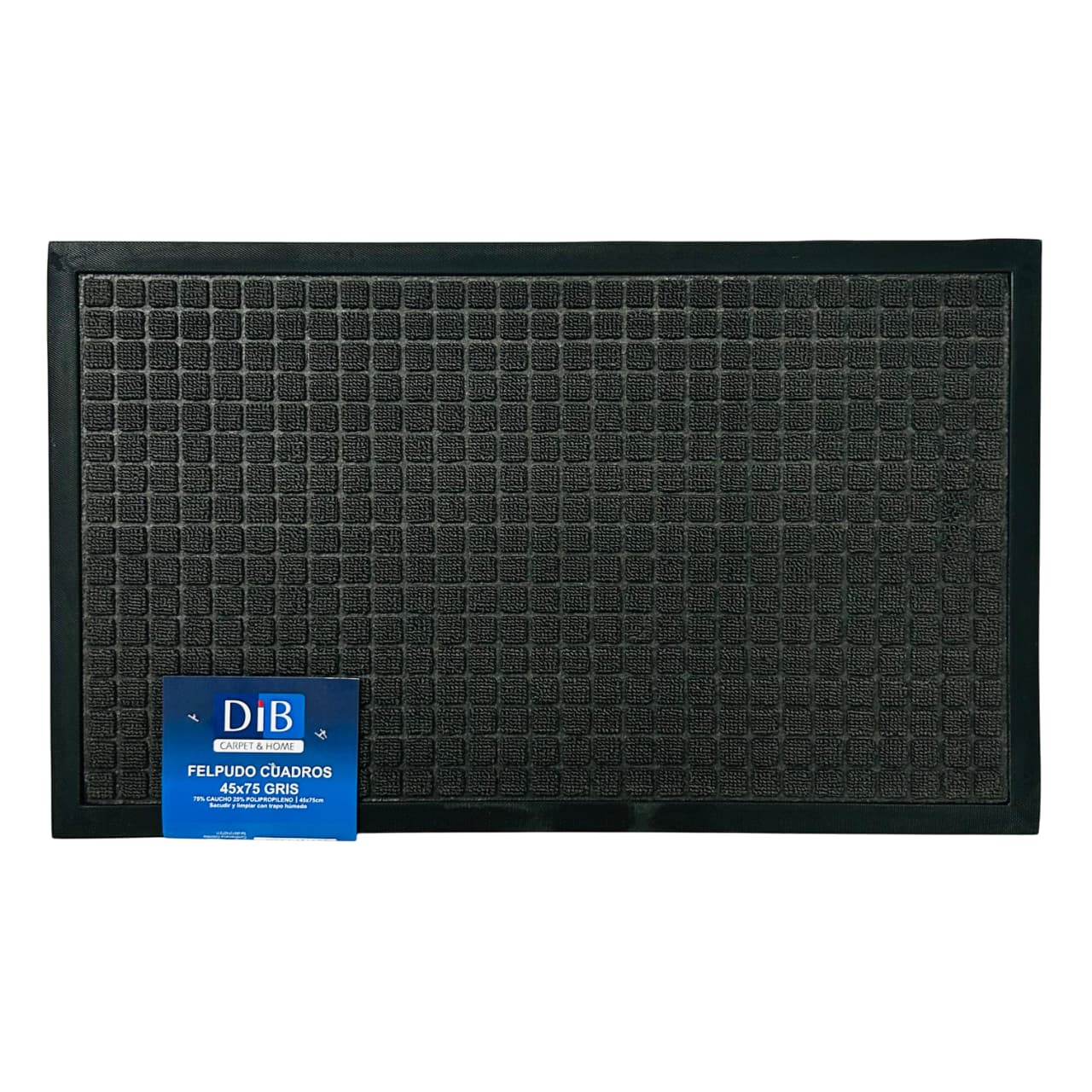 Felpudo gris con diseño de cuadros antideslizante 45x75cm Lala Home