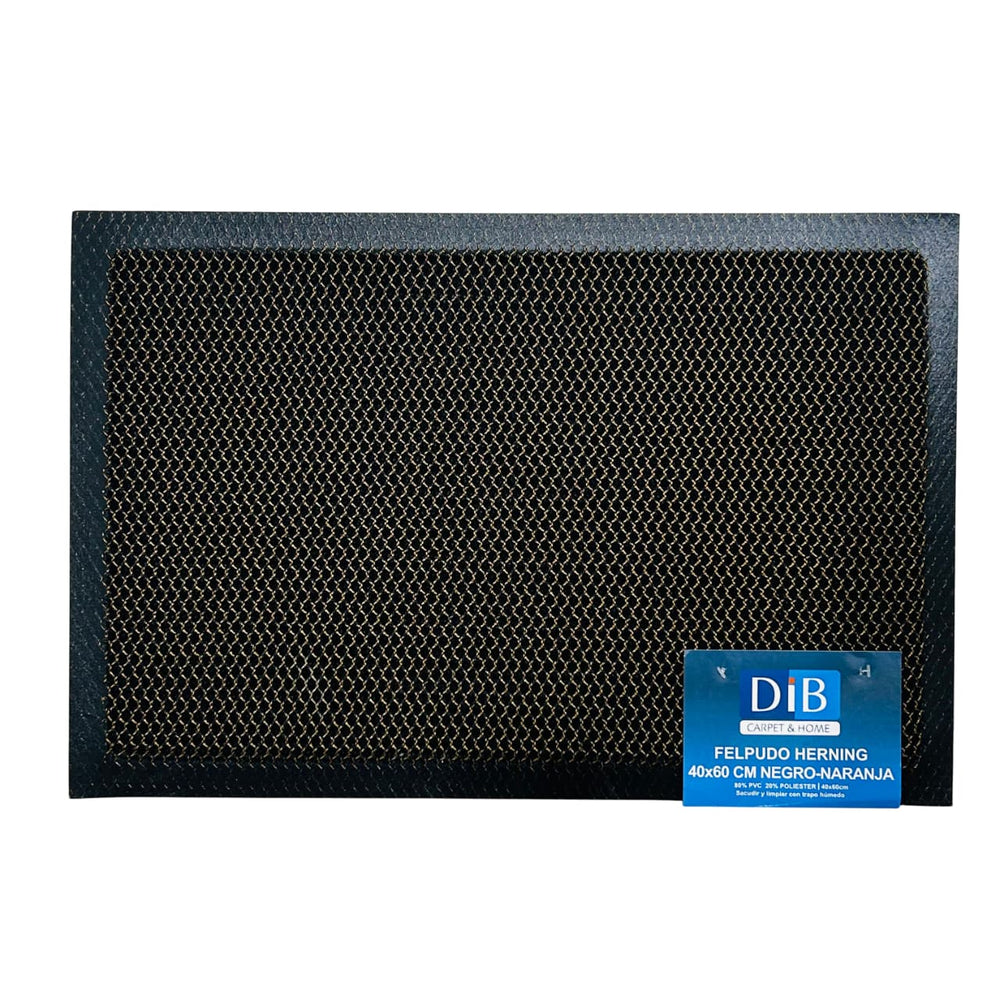 Felpudo Herning 40x60cm diseño negro con naranja base antideslizante Lala Home