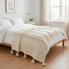Frazada decorativa natural con borlas 125×150 cm
