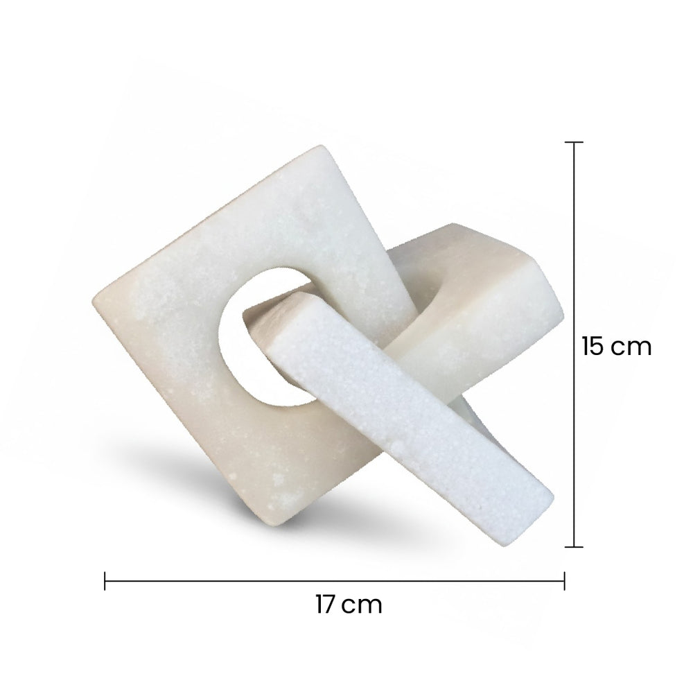 Escultura Geométrica Moderna Entrelazada medidas blanca