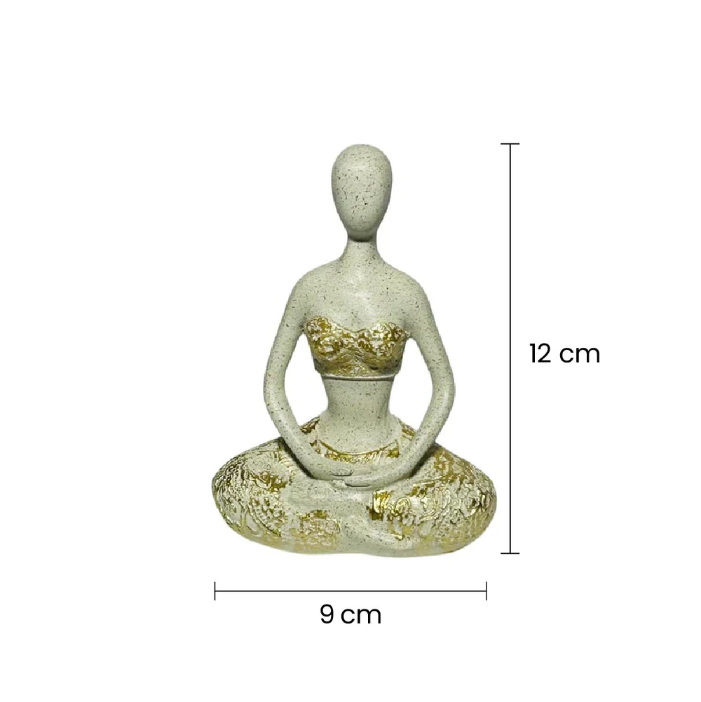 Figura Decorativa Mujer En Posición De Meditación 9×4.5×12cm medidas manos abajo 