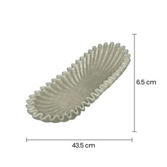 Bandeja Decorativa Ovalada Blanca Con Diseño Ondulado medidas