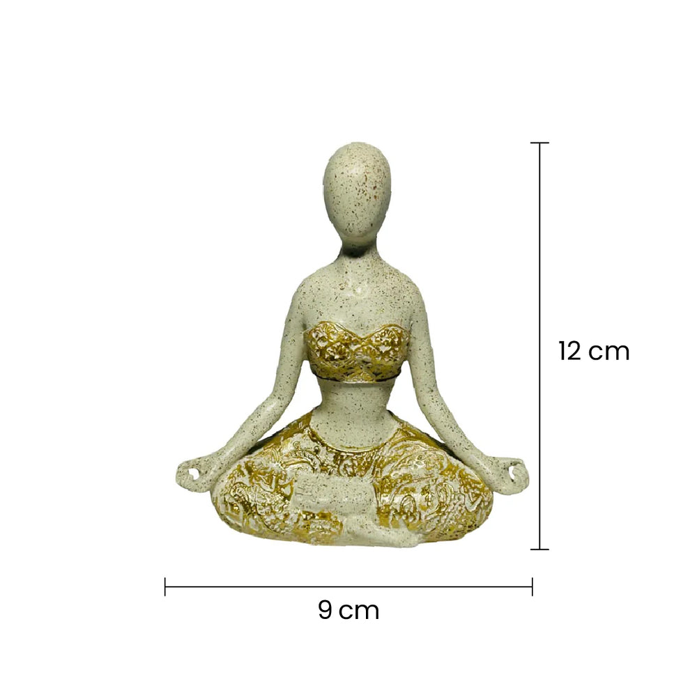 Figura Decorativa Mujer En Posición De Meditación 9×4.5×12cm manos a los lados 