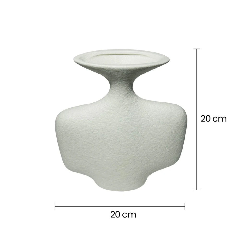 Florero Moderno De Cerámica Blanco Diseño Escultórico medidas