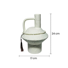 Florero Cerámica Tipo Hongo Blanco Con Perlas medida pequeños