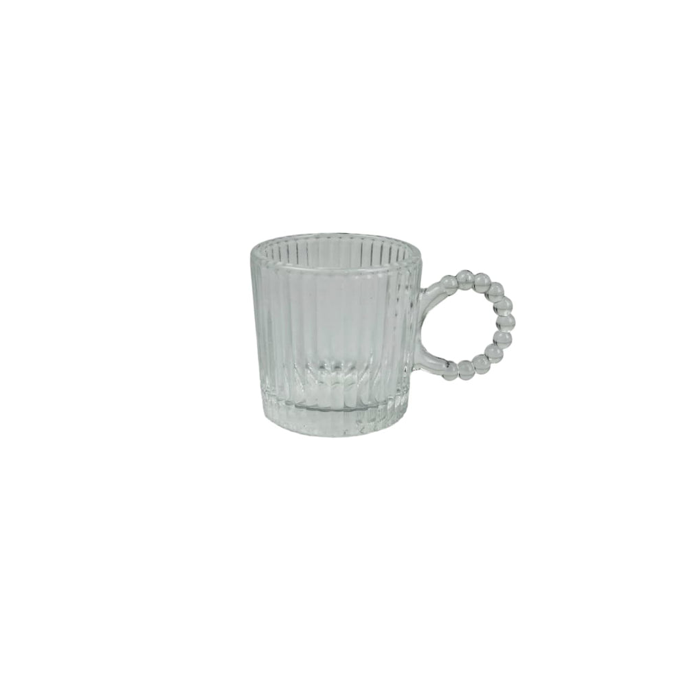 Taza pequeña de vidrio con diseño texturizado