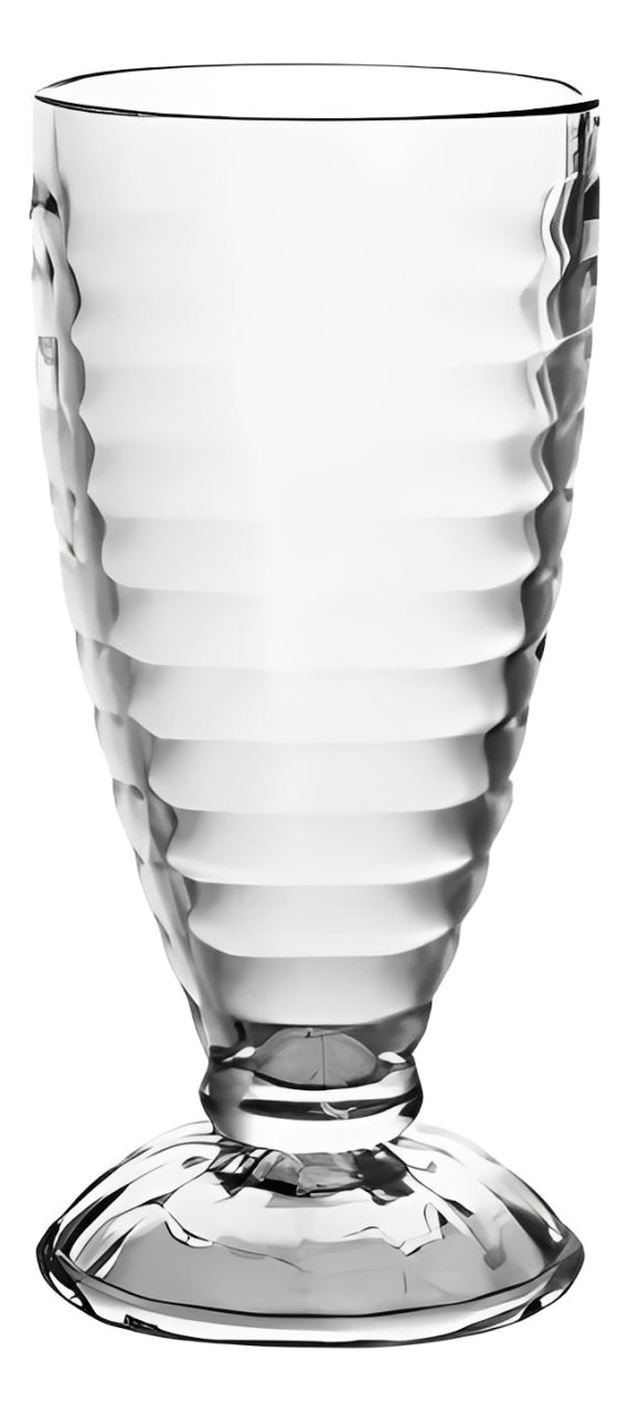 Copa alta de vidrio con diseño horizontal en relieve