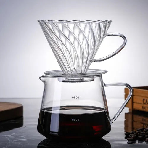 Filtro de vidrio para café 1-4 tazas transparente para gotero pour over Blanco