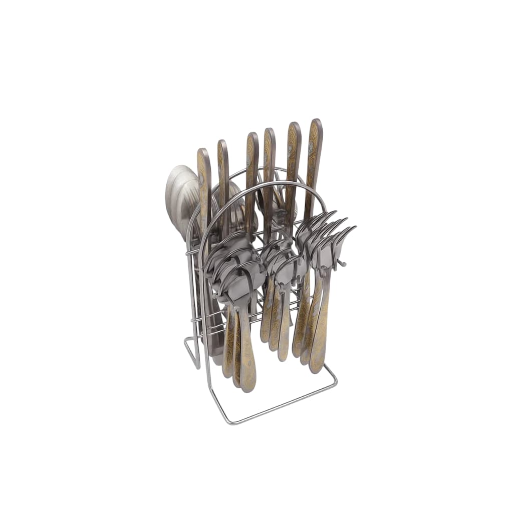 Juego de cubiertos acero inoxidable dorado