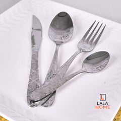 Set de cubiertos con mango decorado acero inoxidable