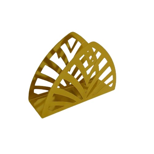 Porta servilletas metálico dorado con diseño decorativo
