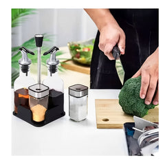 Set 4 Condimenteros y Aceitera Base Negra | Lala Home