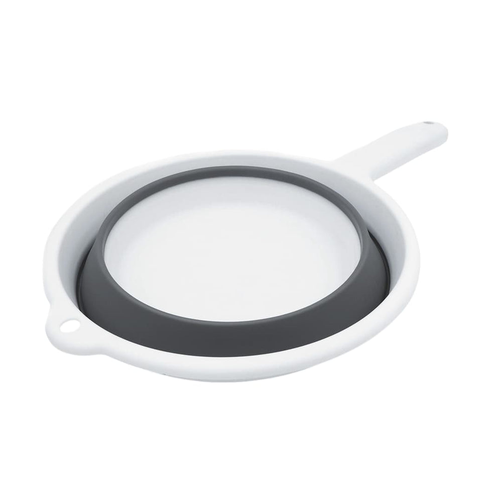 Recipiente compacto aplastado plegado, con mango con orificio para colgar, ideal para almacenar.