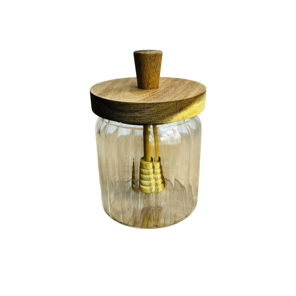 Recipiente para Miel Diseño Líneas Verticales con Tapa en Madera | Lala Home Colombia