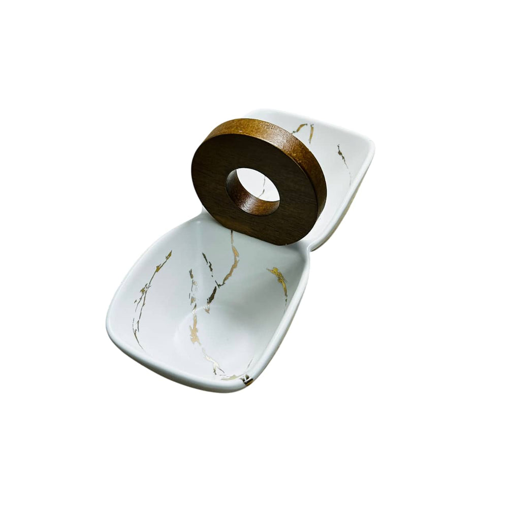 Salsero 2 Compartimientos Mármol Blanco 22x10x9 cm | Lala Home Colombia