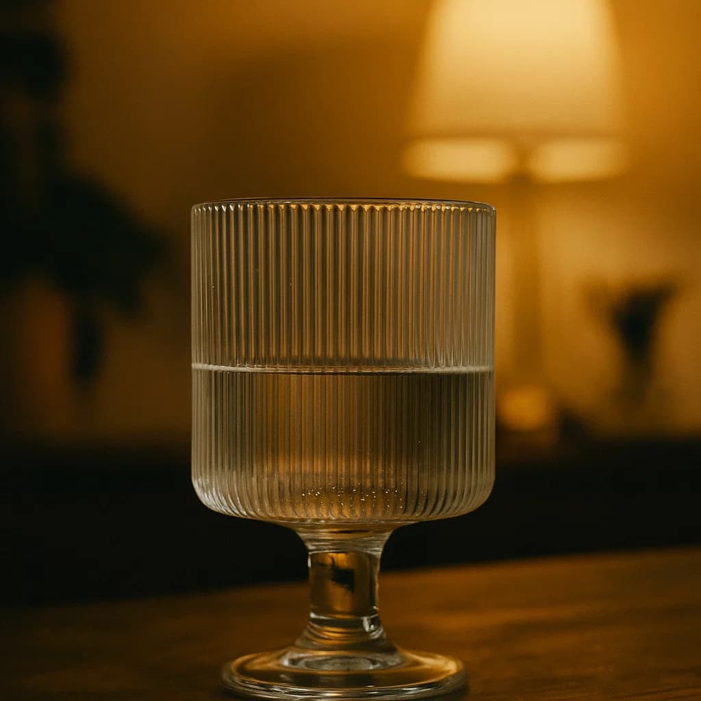 Copa de cristal 210ml con relieve de líneas verticales