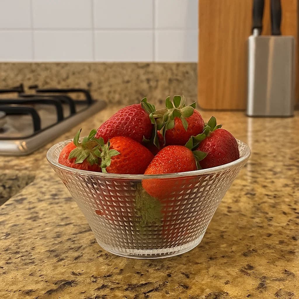 Bowl redondo de vidrio texturizado relieve rombos 280 ml transparente