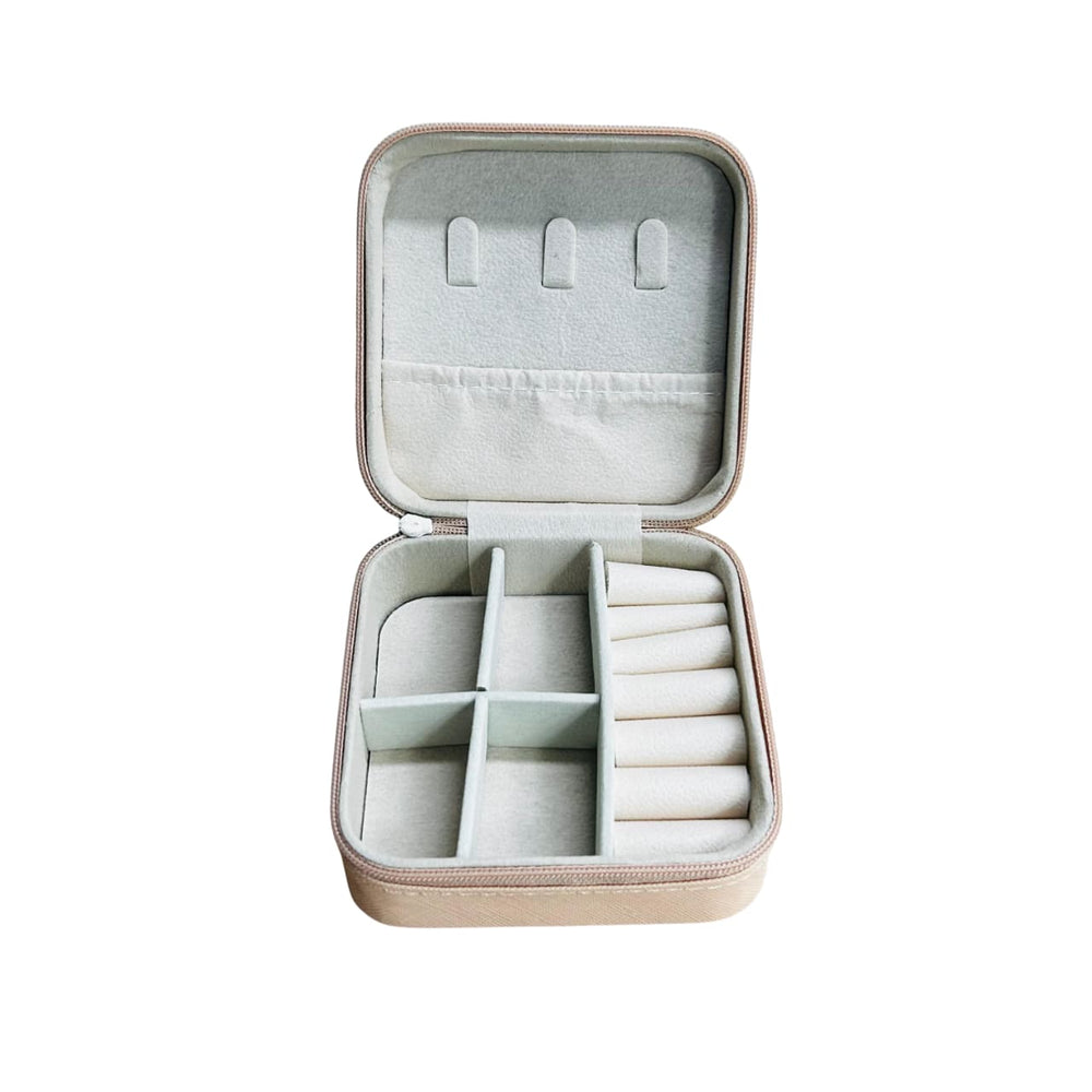 Mini joyero portátil beige con cremallera – Lala Home