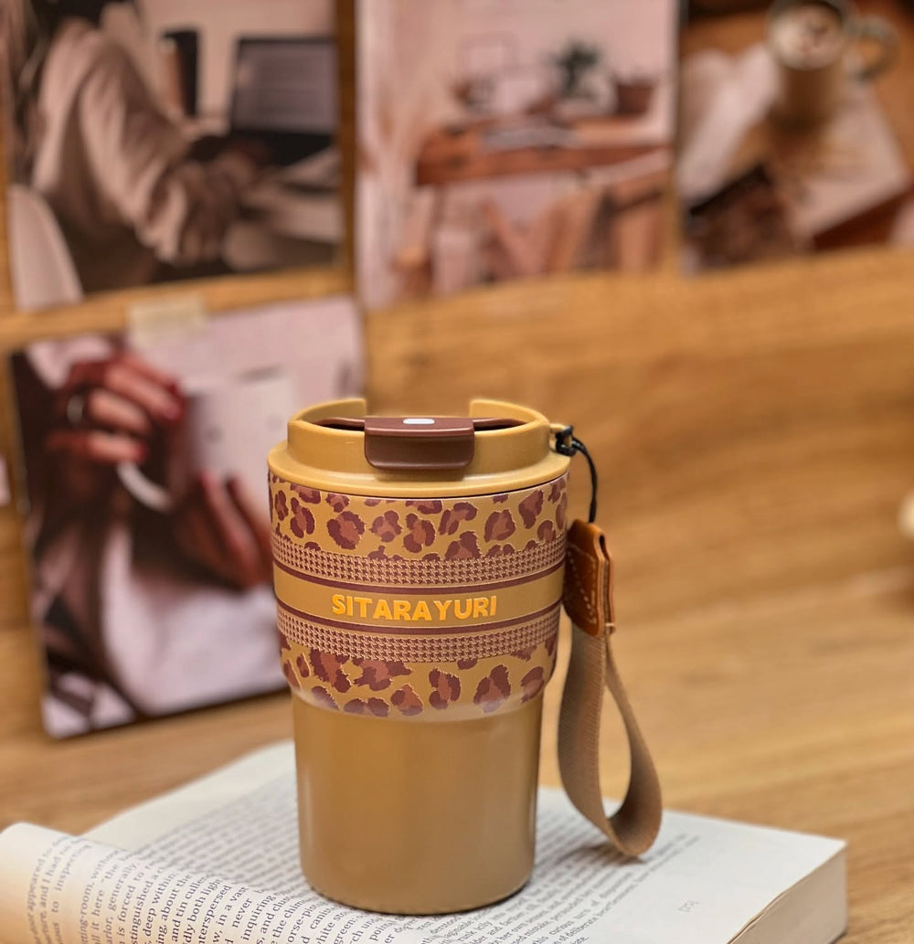 Termo compacto de acero inoxidable SitaraYuri con estampado animal print