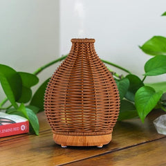 Humidificador ultrasónico 80 ml diseño gota en rattan natural
