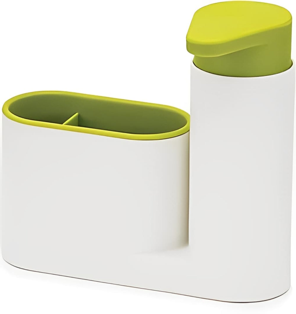 Soporte porta esponja y dispensador lavaloza blanco y verde