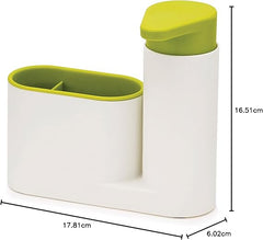 Soporte porta esponja y dispensador lavaloza blanco y verde