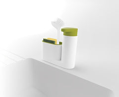 Soporte porta esponja y dispensador lavaloza blanco y verde