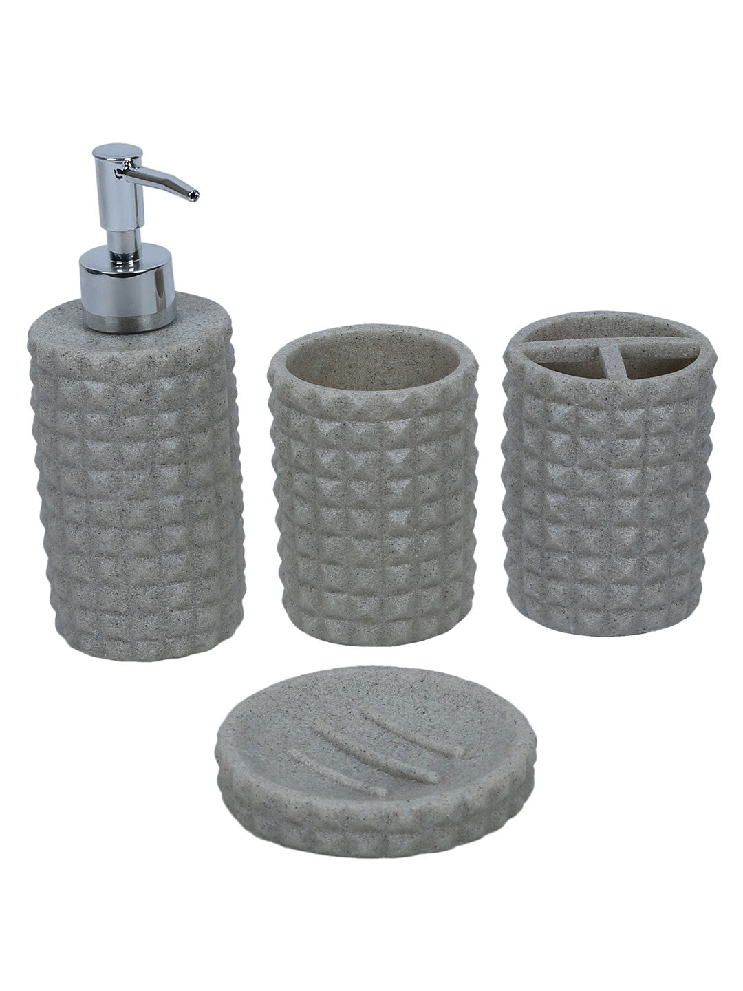 Set de baño 4 piezas piedra gris texturizado