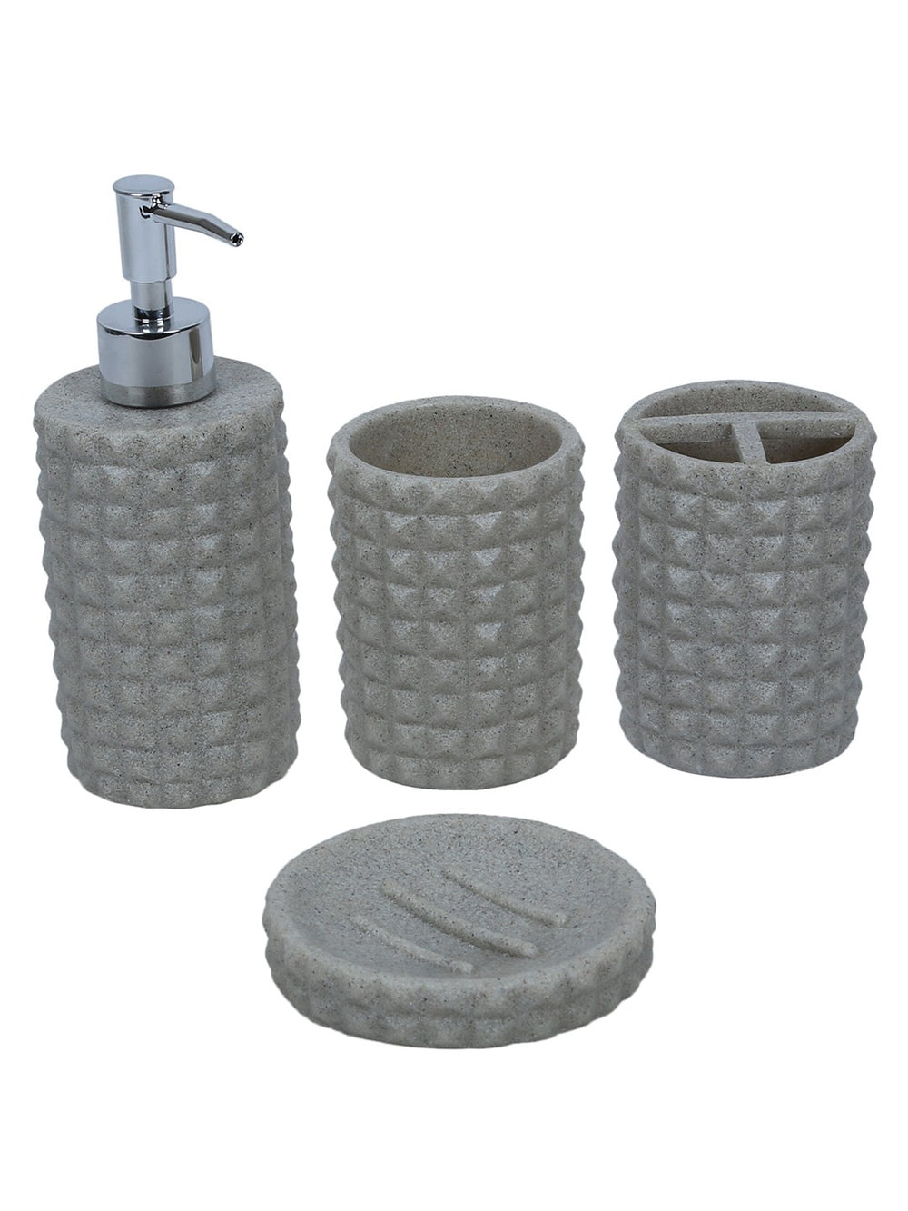 Set de baño 4 piezas piedra gris texturizado