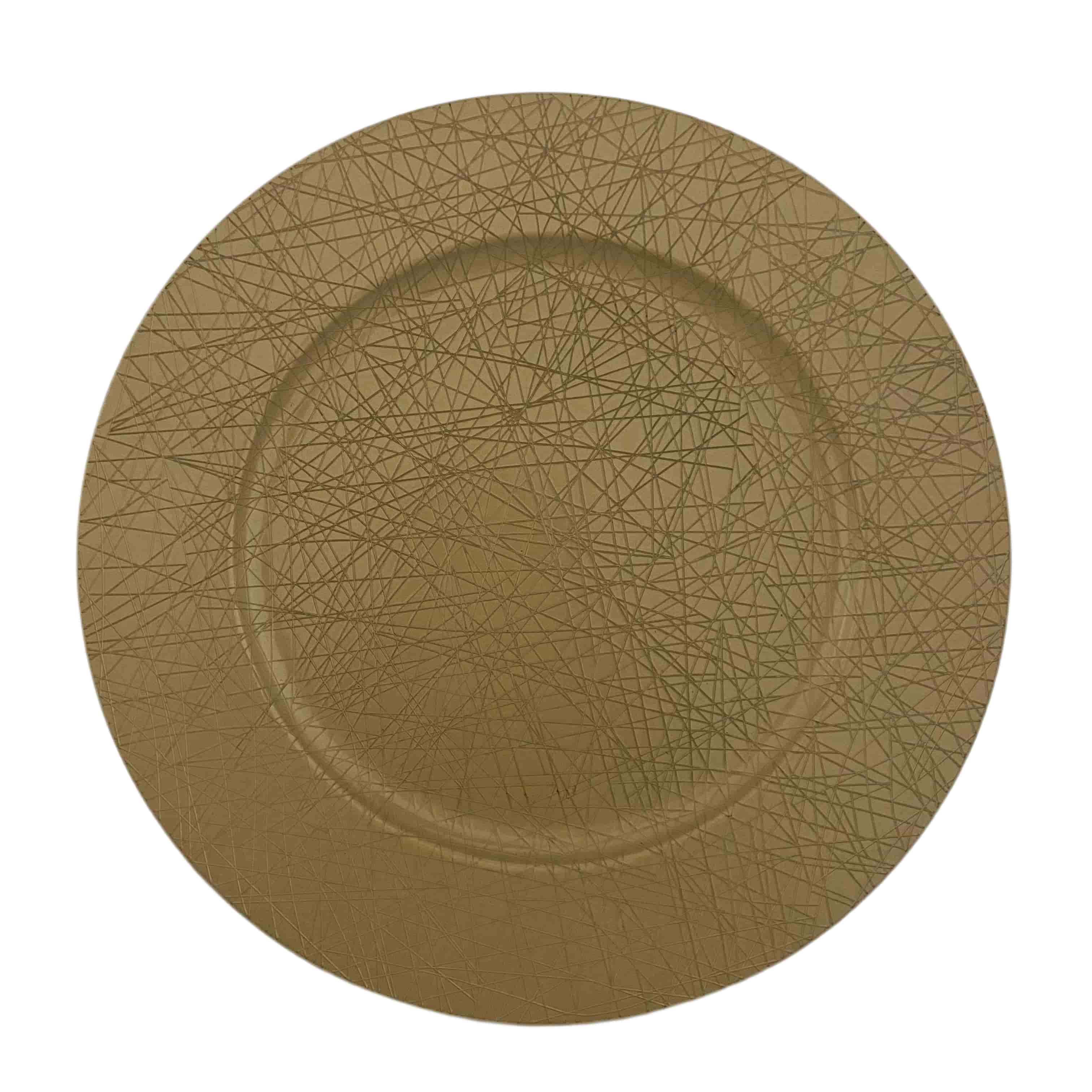 Plato Base Decorativo Con Trazos 33cm Dorado