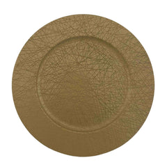 Plato Base Decorativo Con Trazos 33cm Dorado