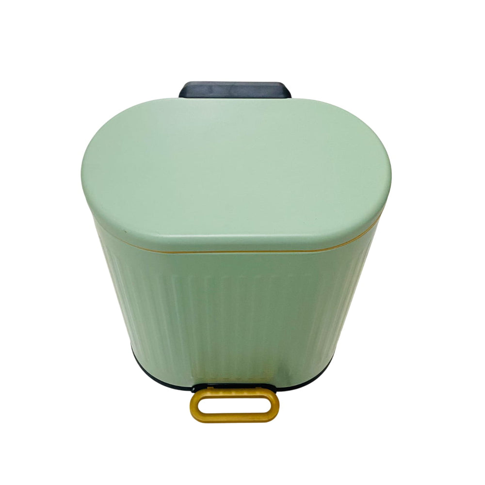 Papelera 8lt Pedal Dorado Con Verde Lima