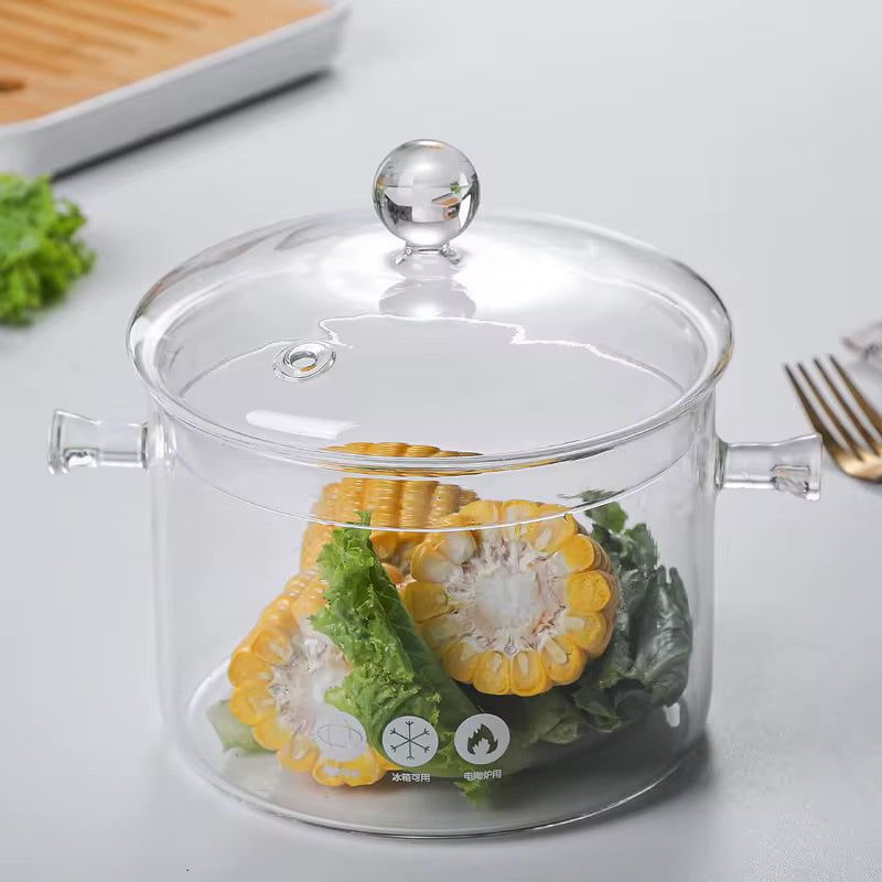 Ensaladera En Vidrio Borosilicato 1500ml Con Orejas Y Tapa