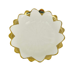 Bandeja Decorativa Redonda Forma De Flor Con Borde Dorado 25x25cm