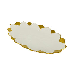 Bandeja Decorativa Ovalada Plana Con Borde Dorado 17x31cm