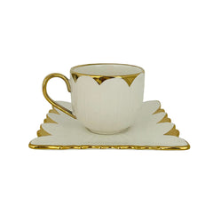 Set Té x2 Cuadrado Blanco Con Dorado