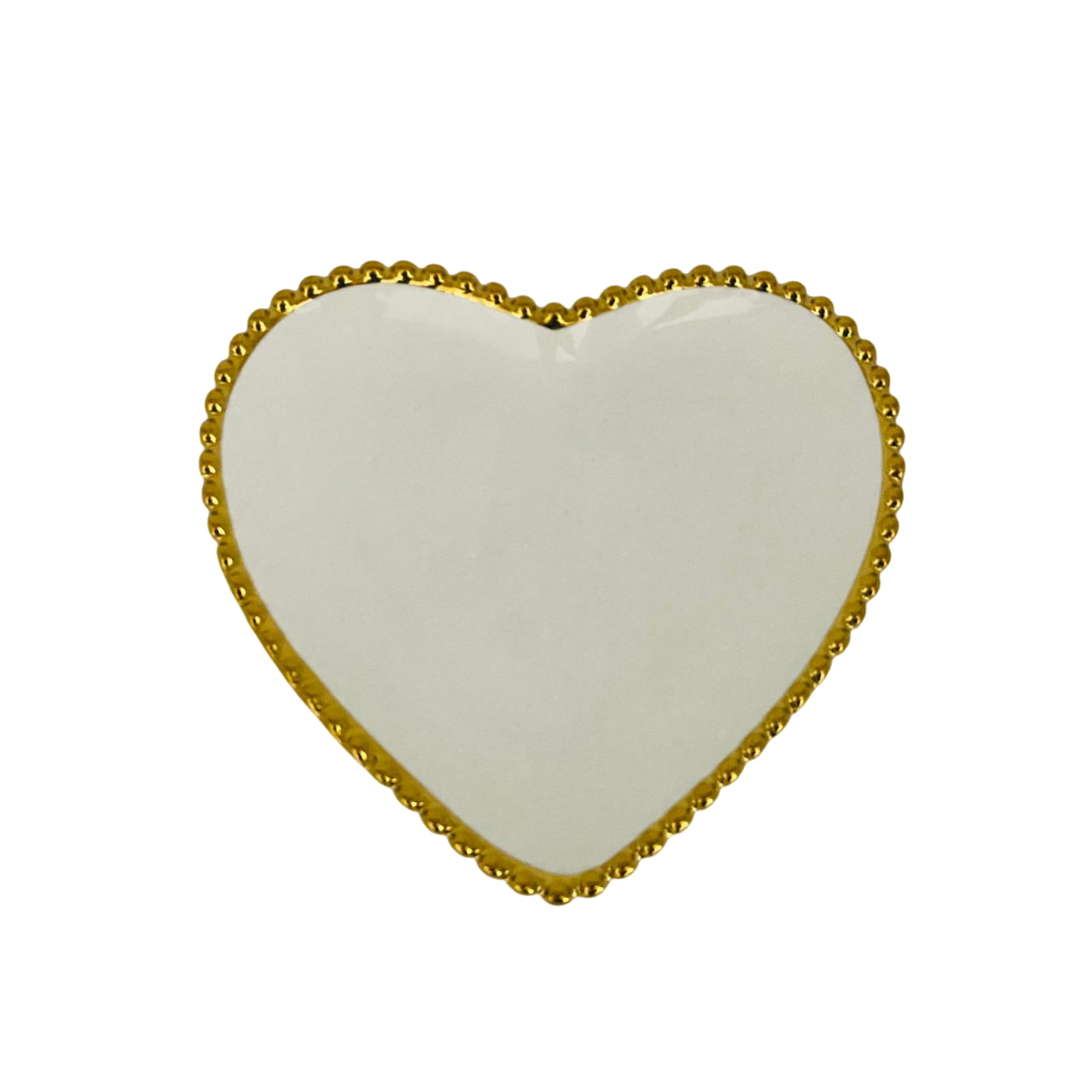 Bandeja Decorativa Corazón Con Borde En Perlas Dorado 15cm
