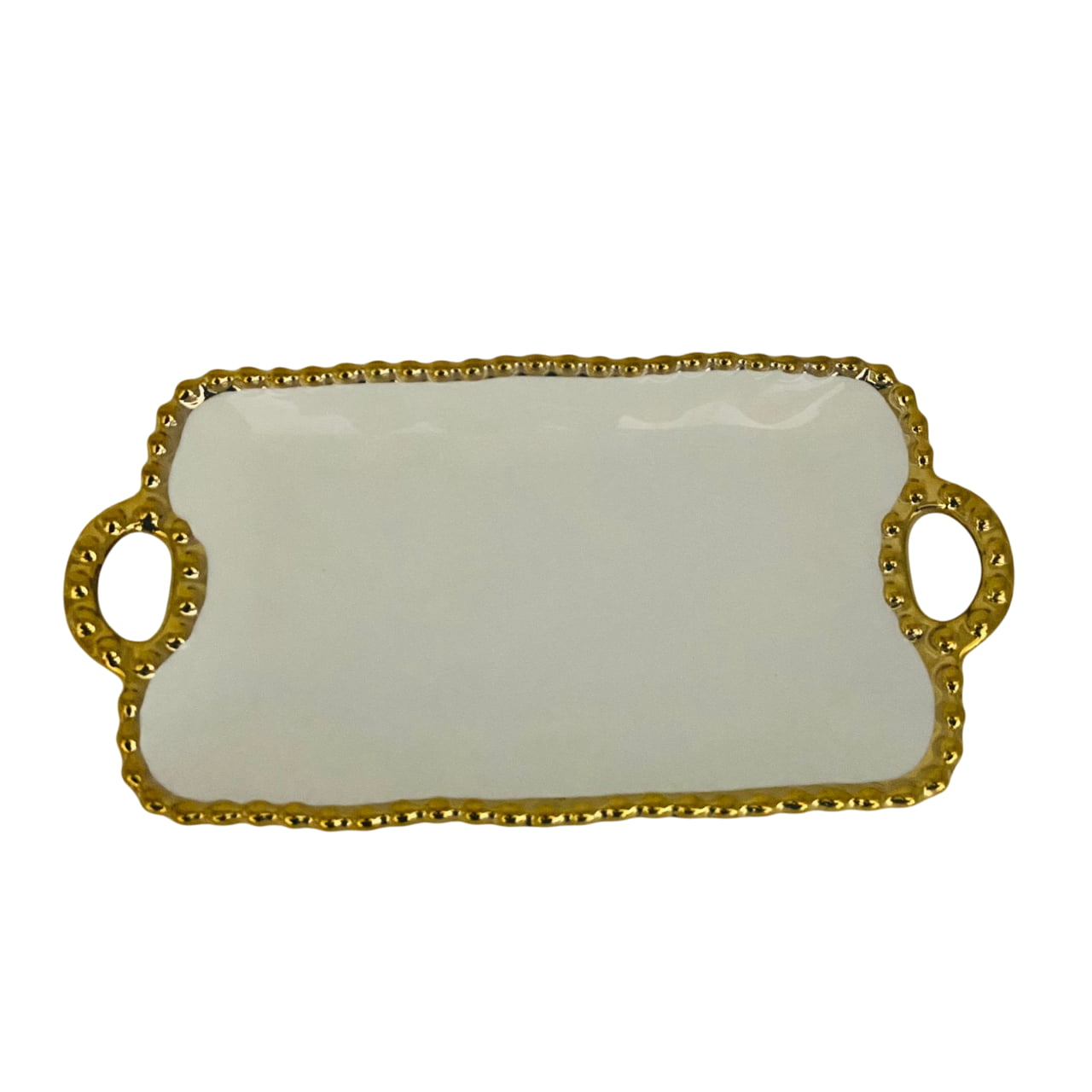 Bandeja Decorativa Con Agarre Dorado 16x31cm