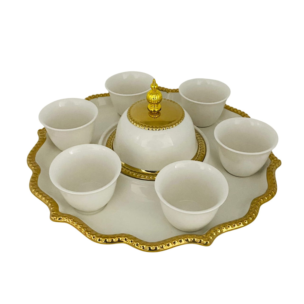 Set Te x8 Blanco Con Dorado