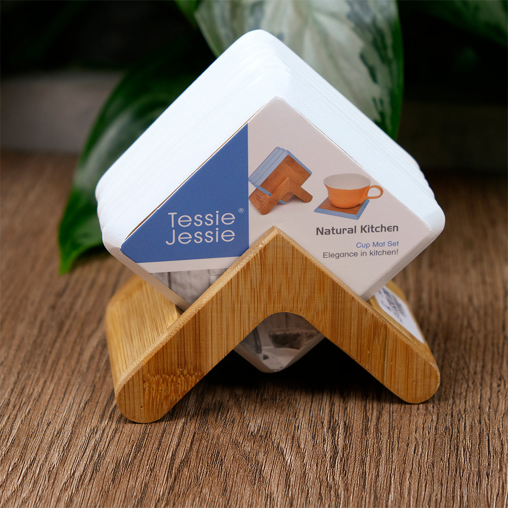 Set x6 Porta Vasos En madera Bambú 12x12cm