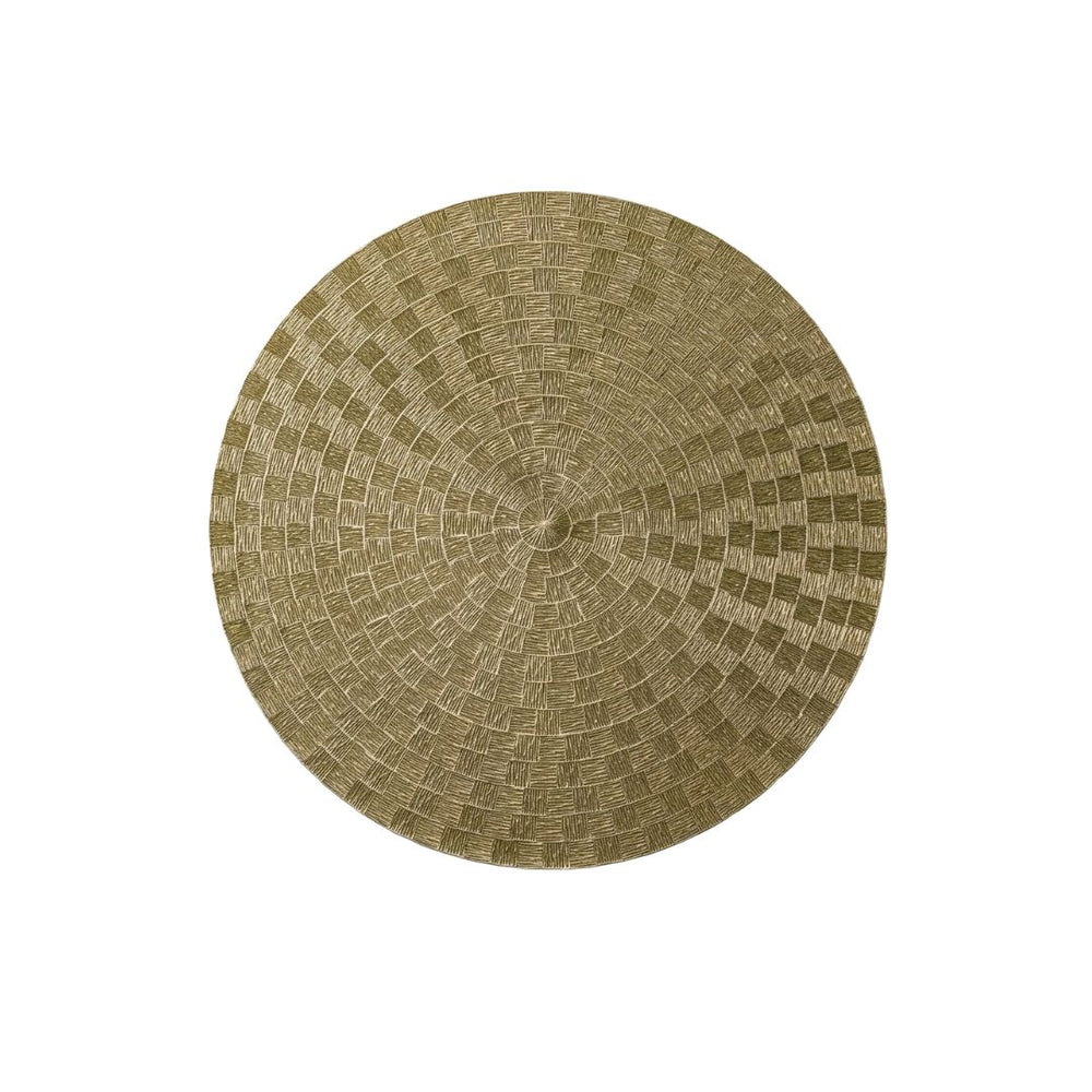 Individual redondo de 38 cm con diseño geométrico de cuadros