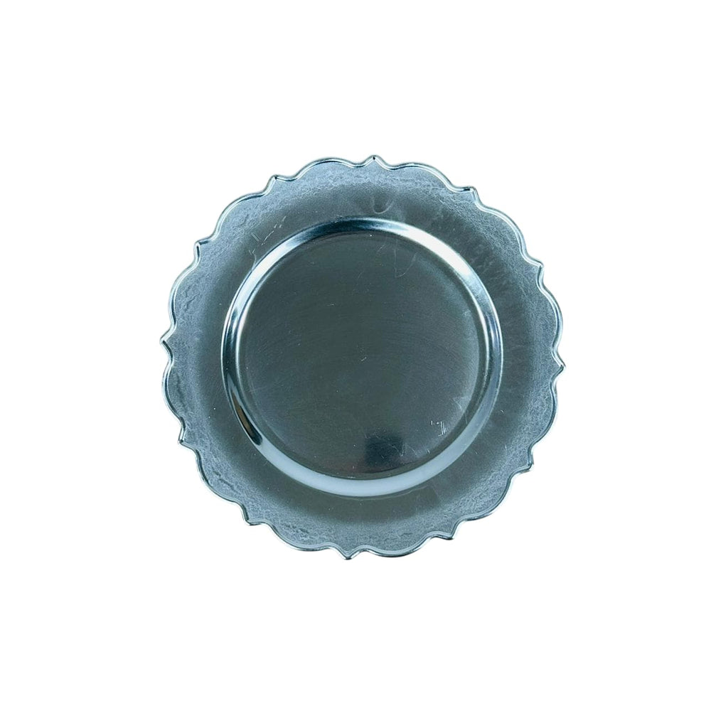 Plato base plateado 33 cm con diseño sol