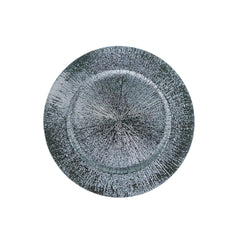 Plato base plateado 33 cm con diseño destello