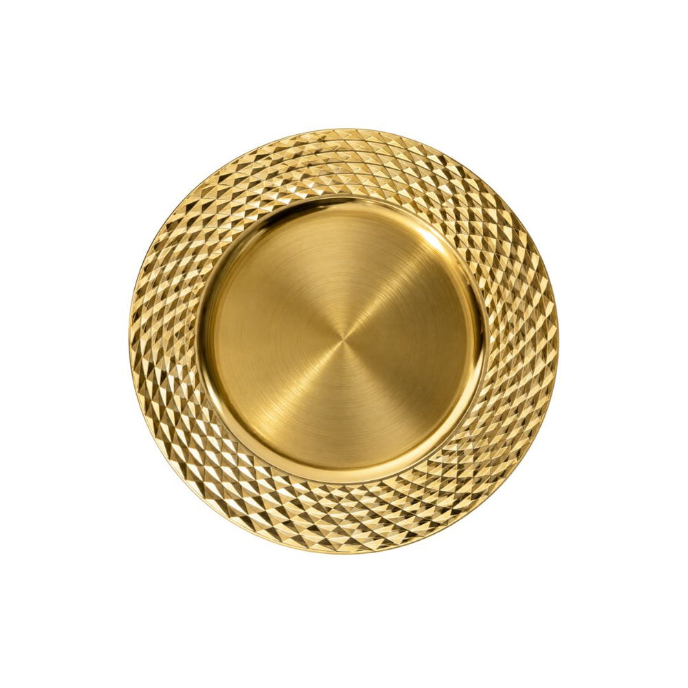 Plato base decorativo dorado con borde tipo diamante