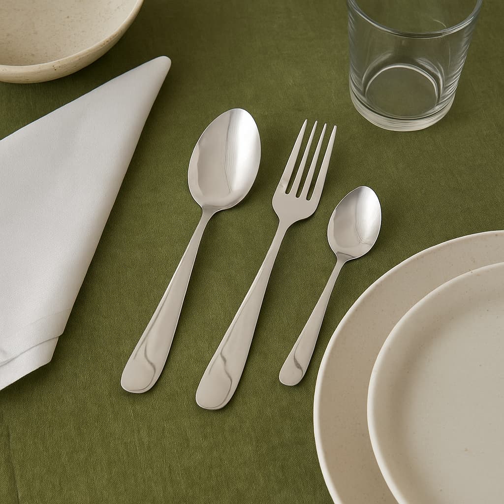 Cubiertos Tokio con diseño elegante y pulido metálico