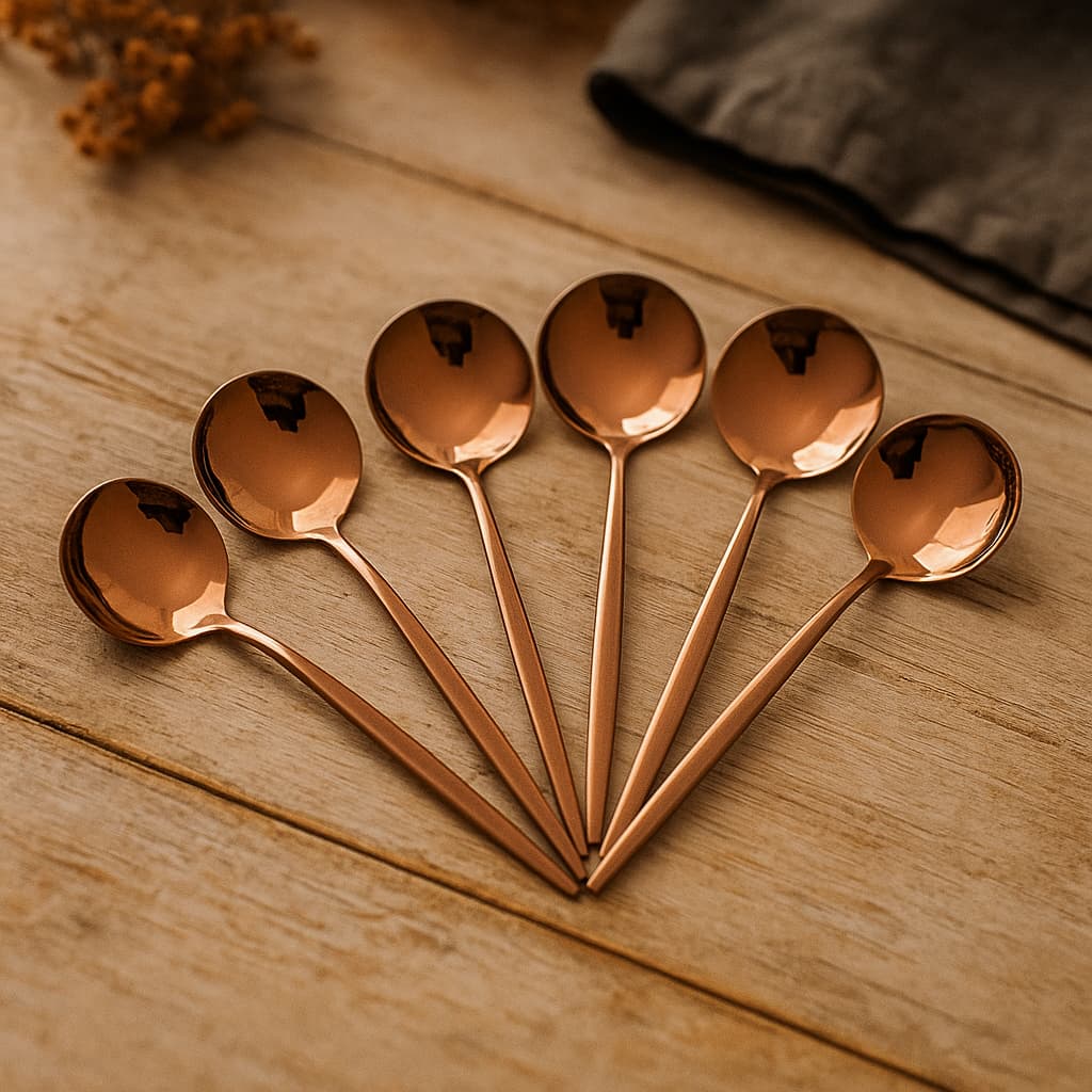 Set de 6 cucharas largas Estambul oro rosa – diseño elegante y moderno.