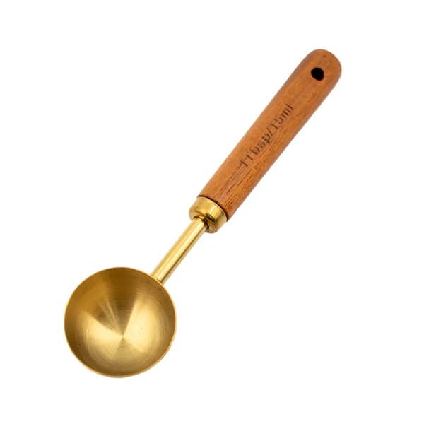 Cucharita medidora dorada 15 ml madera
