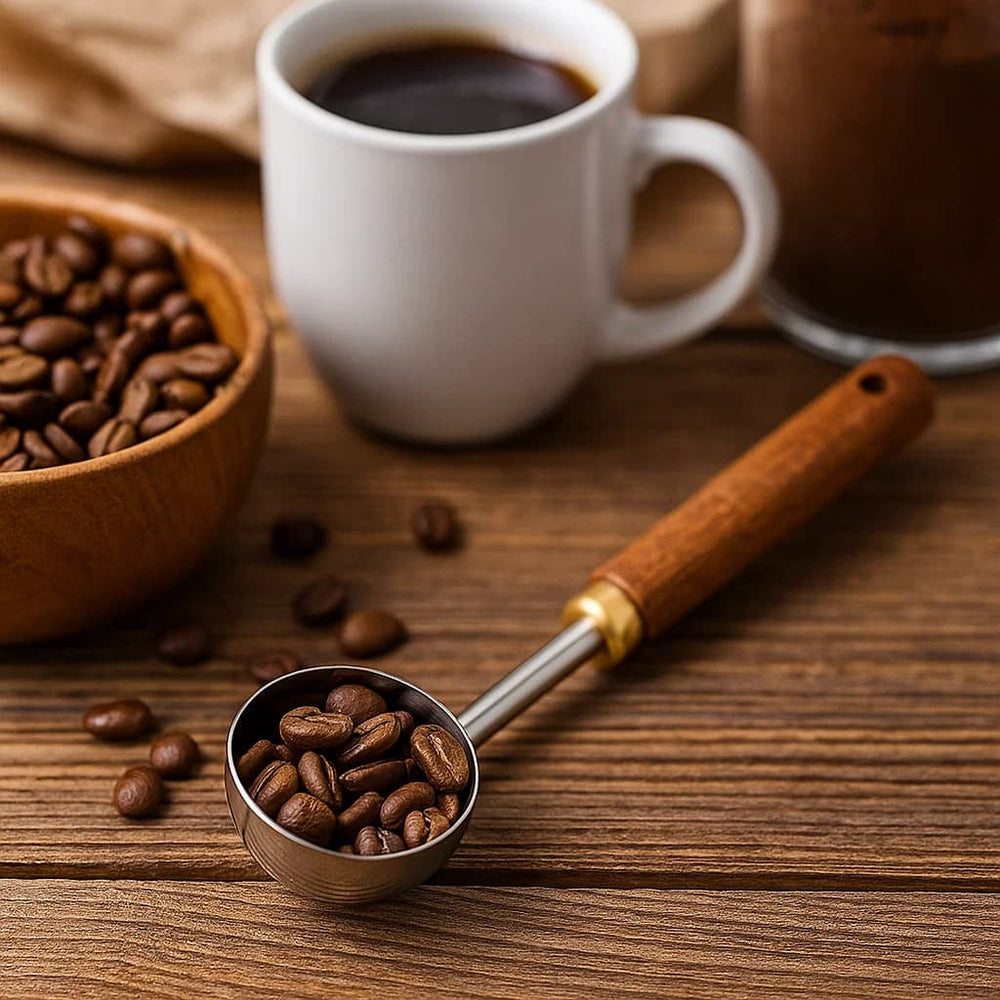 Cuchara dosificadora 15 ml acero con mango de madera